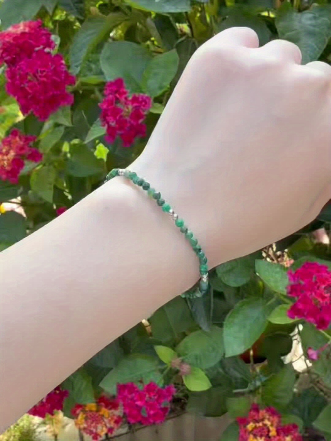 Natural Green Agate Minimalist Bead Bracelet, Wealth Protection